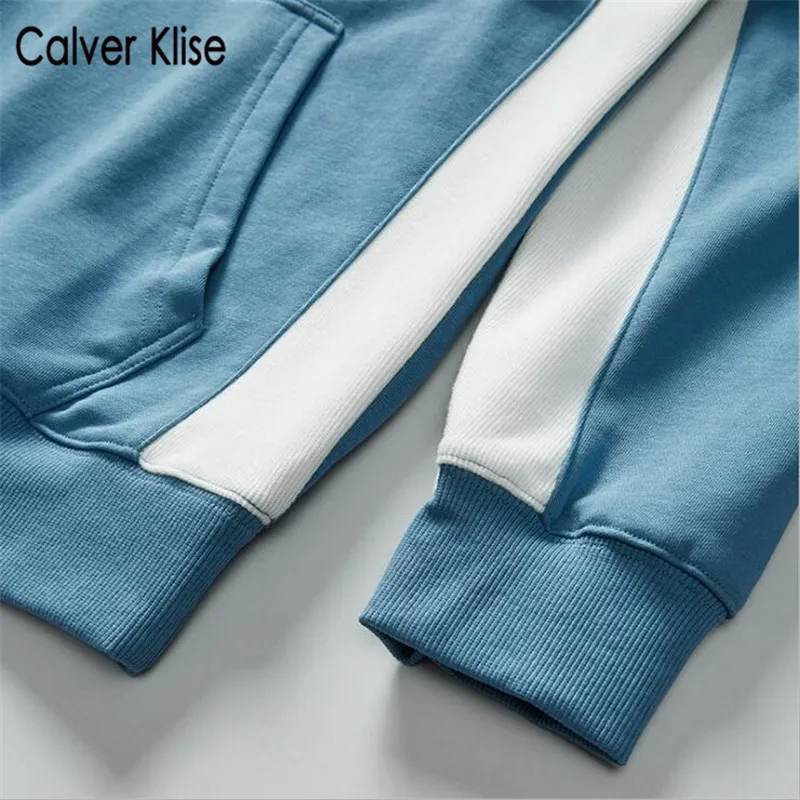 

Calver Klise New Embroidered Stereoscopic Letters Hooded Sweatshirt Men Loose Plus Size Tops Streetwear Hip Hop Pullover