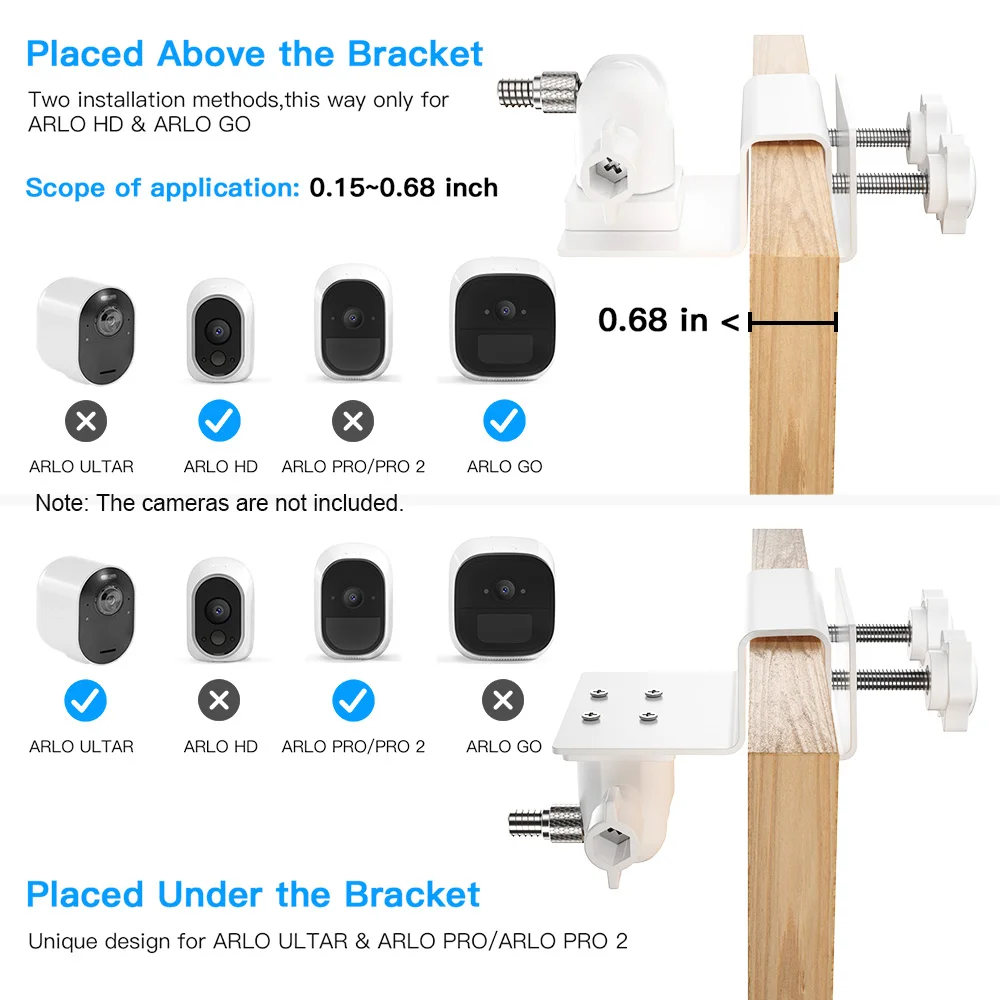 2Pack Adjustable Gutter Mount for Arlo HD/Arlo Pro/Arlo Pro2/Arlo Go/Arlo Ultra/WYZE Cam Pan/All-new Ring Stick Up | Безопасность и