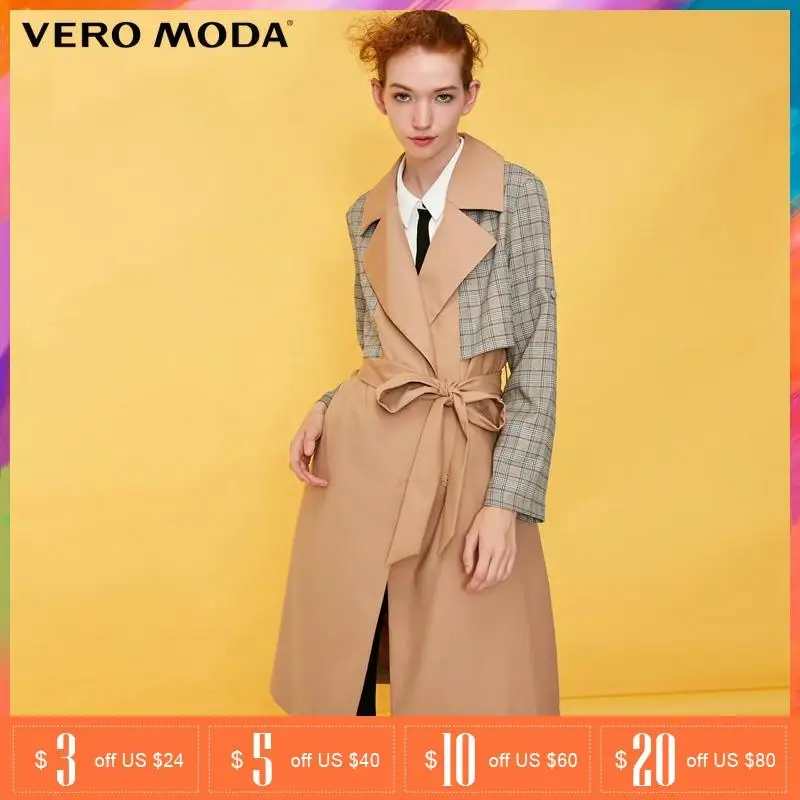 Vero Moda осеннее женское клетчатое длинное пальто парка | 318321545|Женские плащи и
