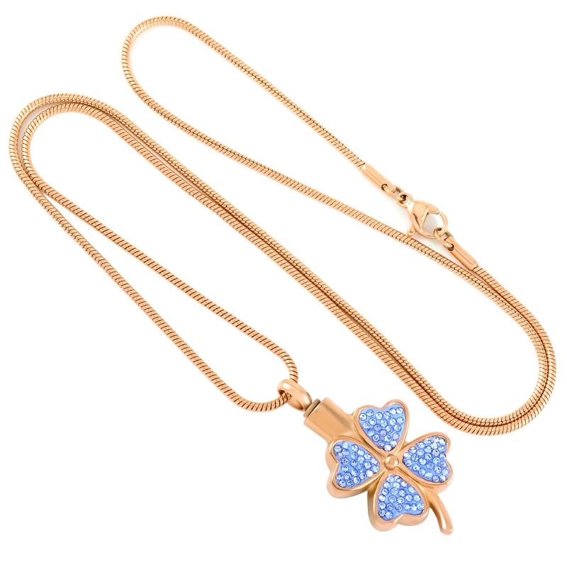 LKJ8220 розовое золото четырехлистный клевер ожерелье с урной на память из