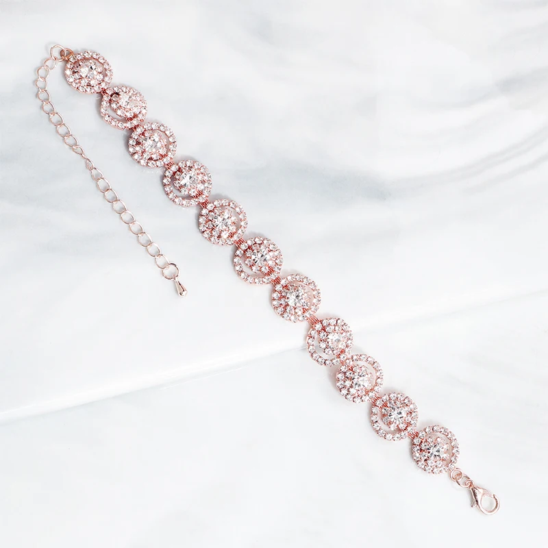 Женские свадебные браслеты Miallo розовое золото с австрийским кристаллом