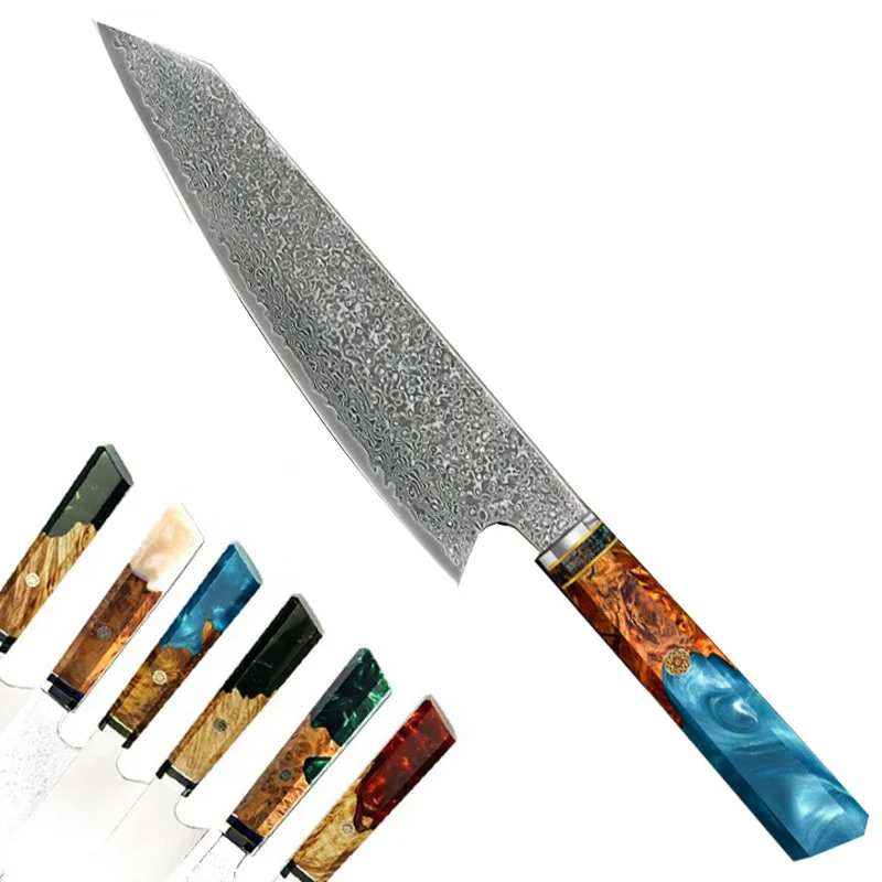 

Damascus chef's knife 8" inch Japanese style kitchen knife sharp slicing knife Santoku stable solid wood handle cooking tool
