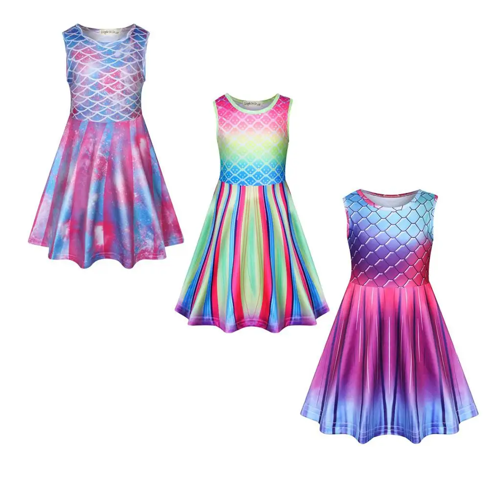Одежда для маленьких девочек летнее платье с маленькой русалочкой платья 3D