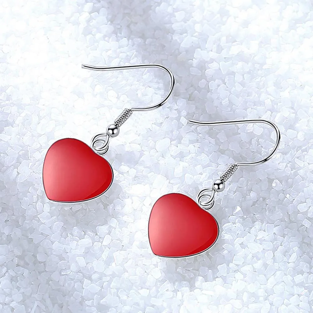

2021South Korean Earrings Style Lovely Big Red Heart Stud Earrings Female Charming Elegant Fine Jewelry Sell Like Hot Cakes