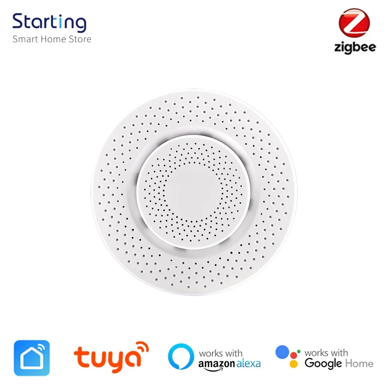 

Смарт-воздушная коробка Tuya ZigBee 3,0, датчик температуры диоксида углерода, формальдегида, с голосовым управлением и поддержкой Alexa и Google Home