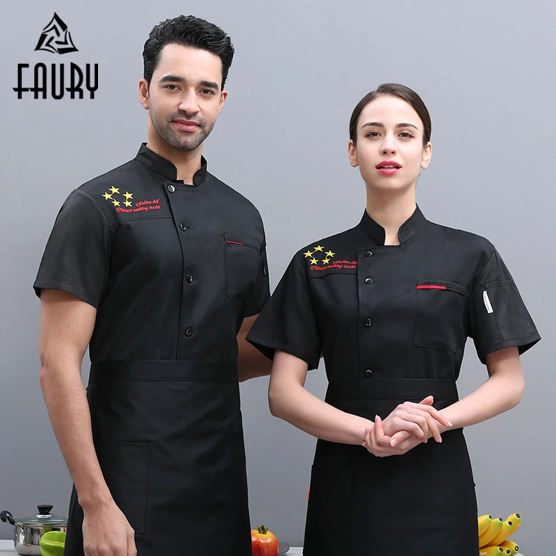 

2020 Chef Jacket Short Sleeve Kitchen Restaurant Uniform Shirt Men Women Pastry Bakery Barbershop Cooking Overalls Wholesale