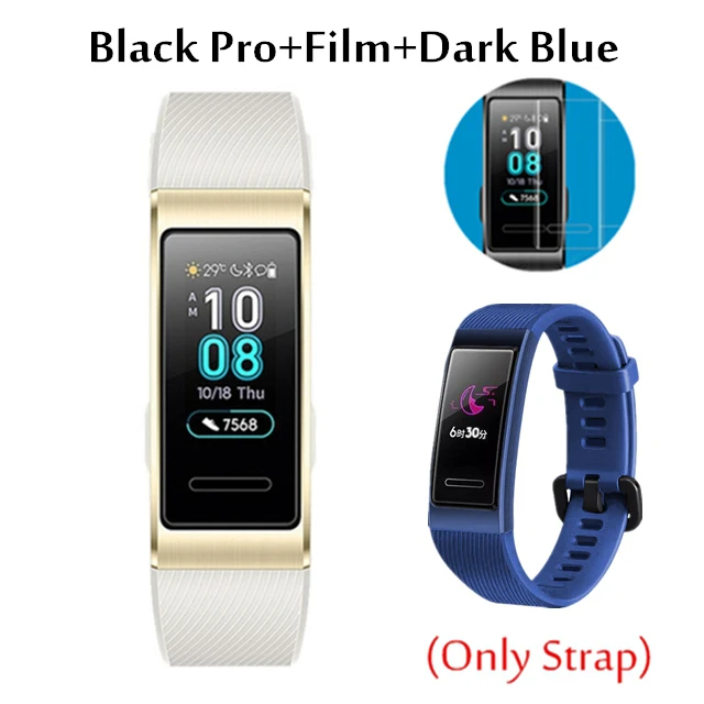 White add dark blue Huawei Band 3 Pro Band 3 умный браслет band 3 pulseira трекер для плавания Водонепроницаемый Bluetooth фитнес-трекер сенсорный экран - Цвет: White add dark blue