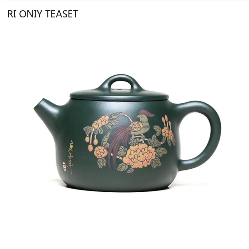 

210ml Boutique Yixing Purple Clay Tea Pot Raw Ore Green Mud Handmade Teapot Zisha Filter Beauty Kettle Household Tea Set
