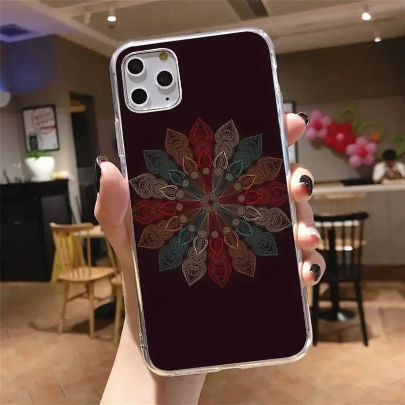

Color mandala Phone Case Transparent for iPhone 6 7 8 11 12 s mini pro X XS XR MAX Plus cover funda shell