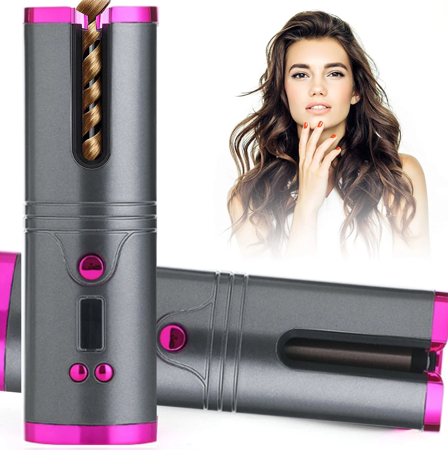 

Cordless Automatic Hair Curler Rollers for woman Curling Iron Curls Waves USB recharge Ceramic Curly Rotating Curling Styer Tool