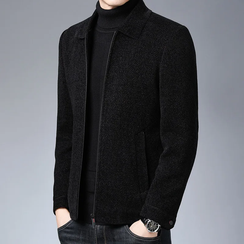 

2020 Men's Autumn and Winter New Lapel Business Thick Woolen Casual Jacket