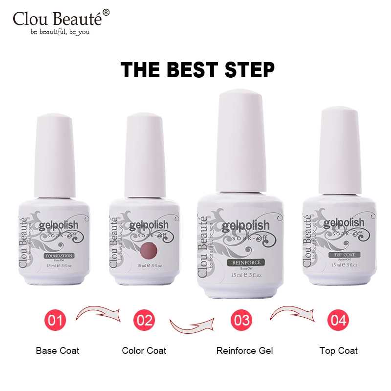 

Clou Beaute 15ml Base Top Coat Nail Polish Reinforce Gel Varnishes Manicure Nail Art Soak Off UV Shiny Reinforcement Gel Primer