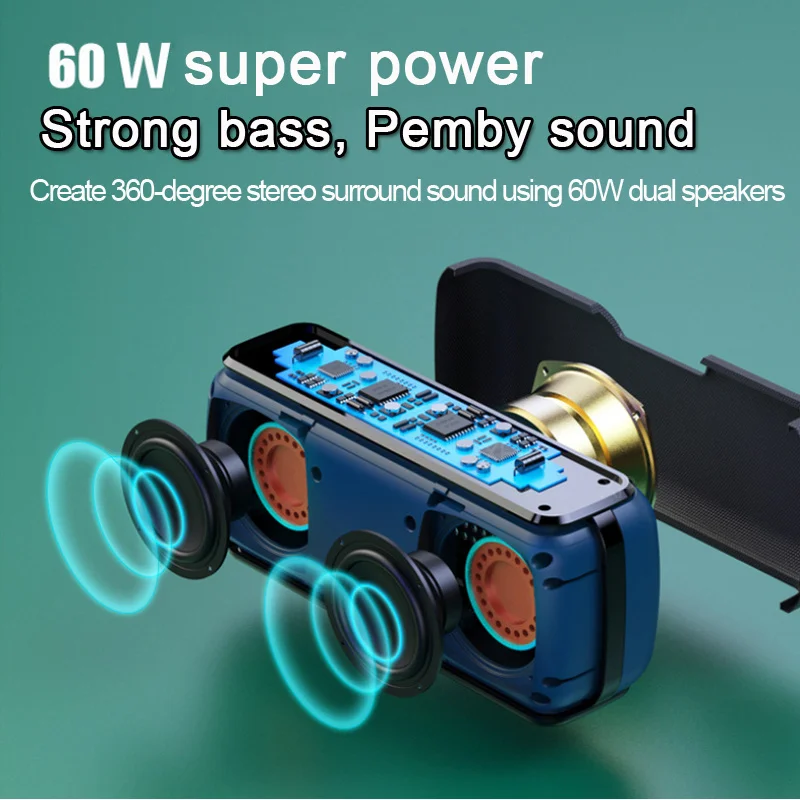 

XDOBO X8 60W portable speaker high power bluetooth speaker deep bass TWS stereo subwoofer sound bar speaker supports TF AUX card