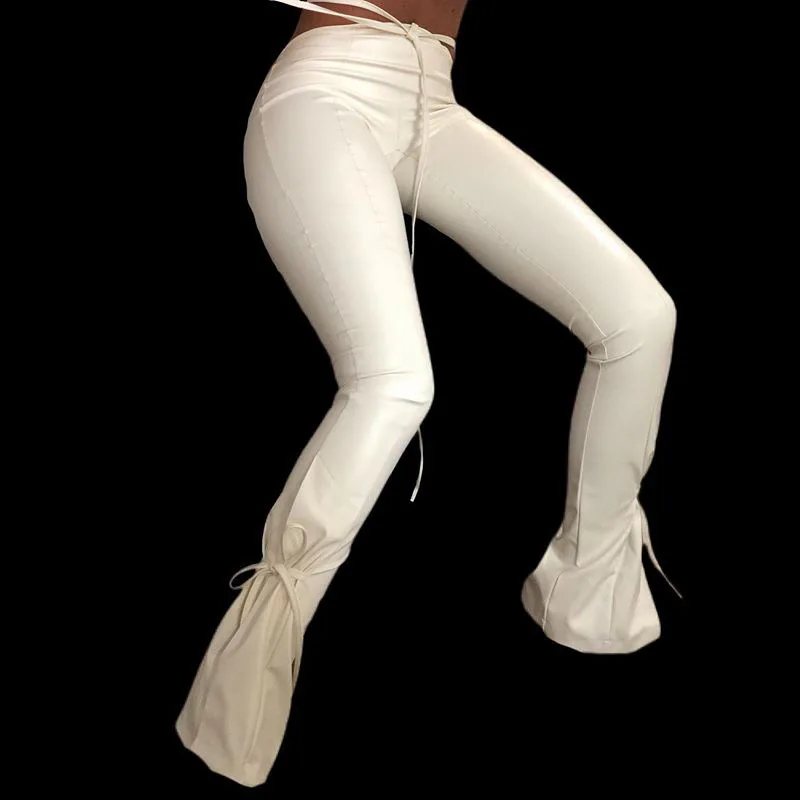 Модные осенне-зимние брюки-карандаш из искусственной кожи 2021, женские облегающие брюки с вырезами в стиле Y2K, Уличная Повседневная Женская о... от AliExpress RU&CIS NEW
