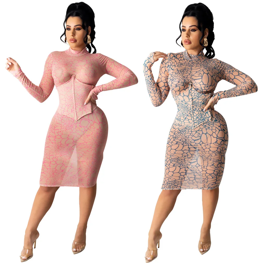 

Sexy fashion nightclub super elastic mesh dress body repair show transparent elastic breathable