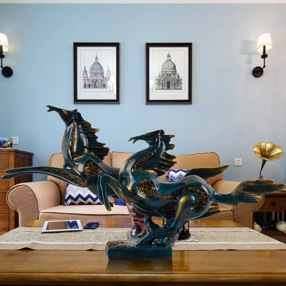 

1PCS EUROPEAN RETRO HOME LIVING ROOM PORCH HORSE DECORATION OFFICE FURNITURE RESIN HANDICRAFTS DESKTOP DISPLA LU605133