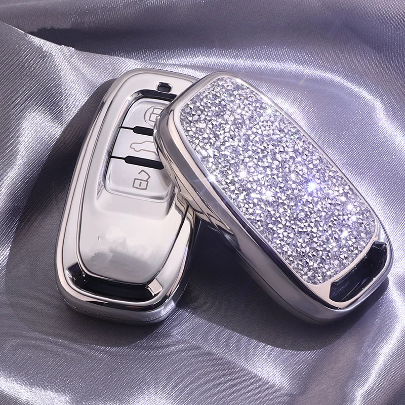 Diamond Автомобильный ключ крышка чехол для Audi A6L A4L Q5 A3 A4 B6 B7 B8 смарт брелок ключей