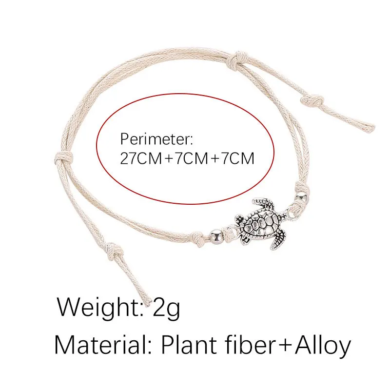 Богемский винтажный браслет на лодыжке для женщин в форме черепахи