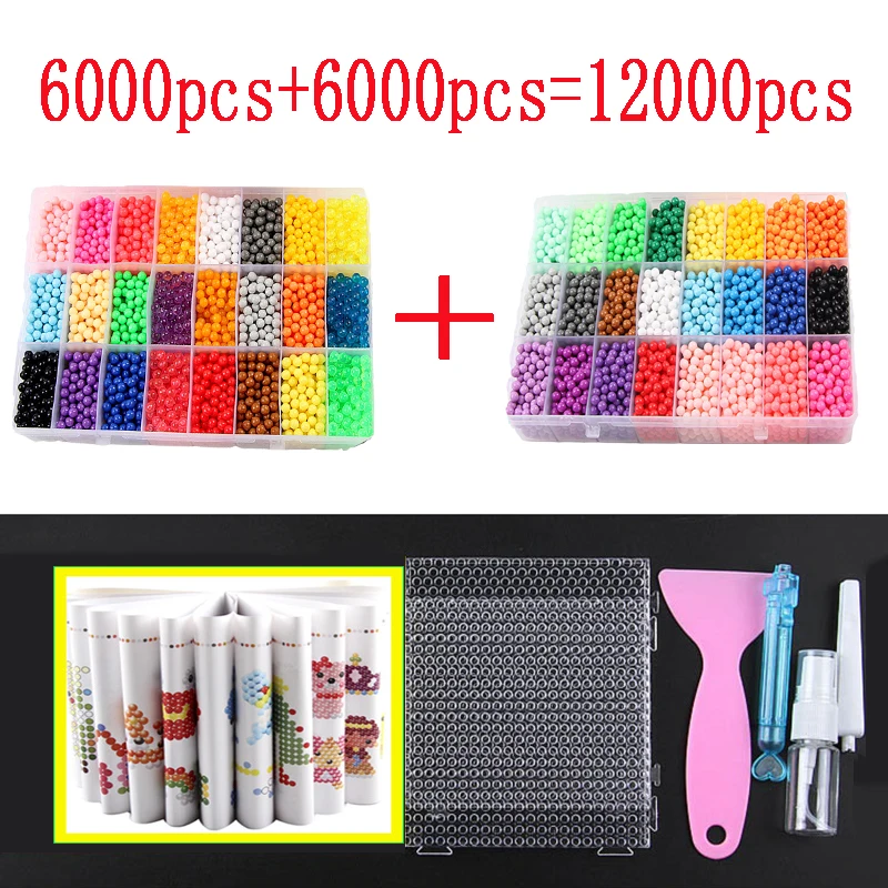 

12000pcs 30 colors Refill Beads Puzzle Crystal DIY Water Spray Beads Set Ball Games 3D Handmade Magic Toys For Children