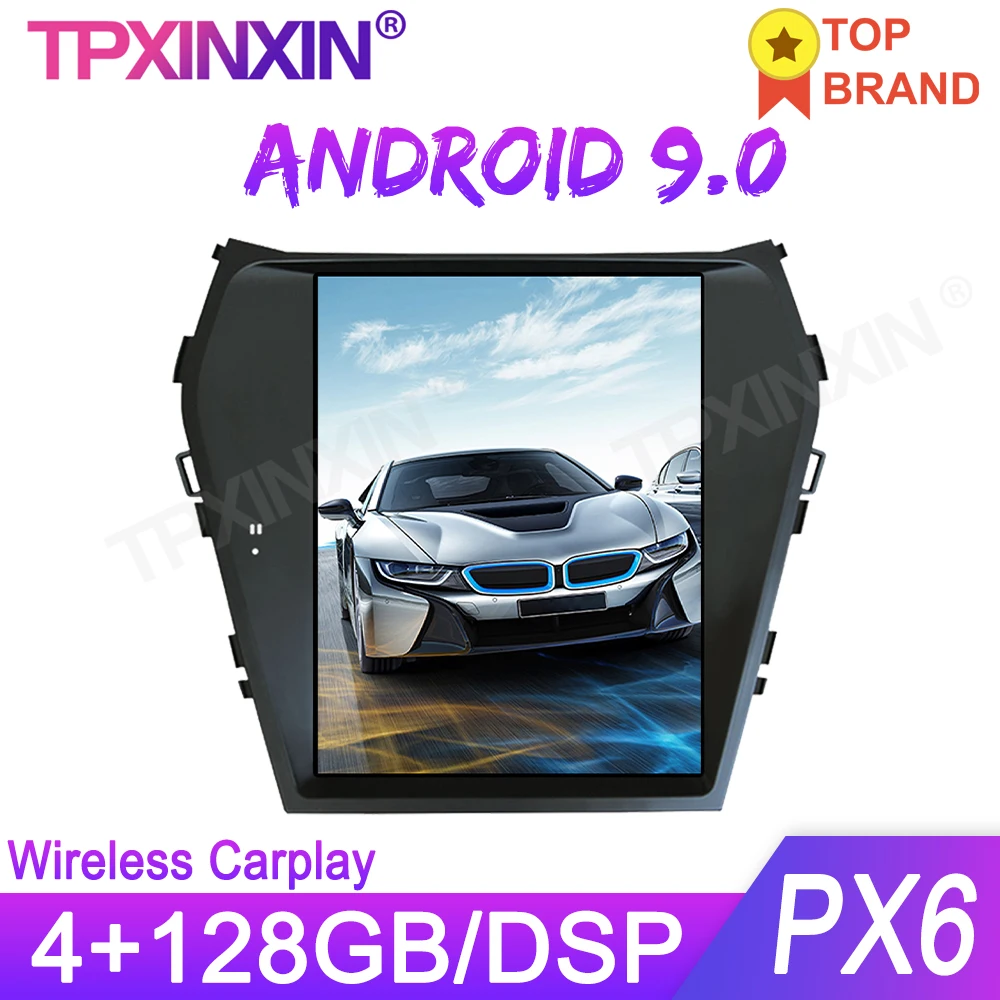 

Мультимедийный плеер в стиле Tesla для Hyundai IX45, Hyundai Santa Fe 2013-2019, Android 9,0, автомобильное радио, стереосистема IPS DSP