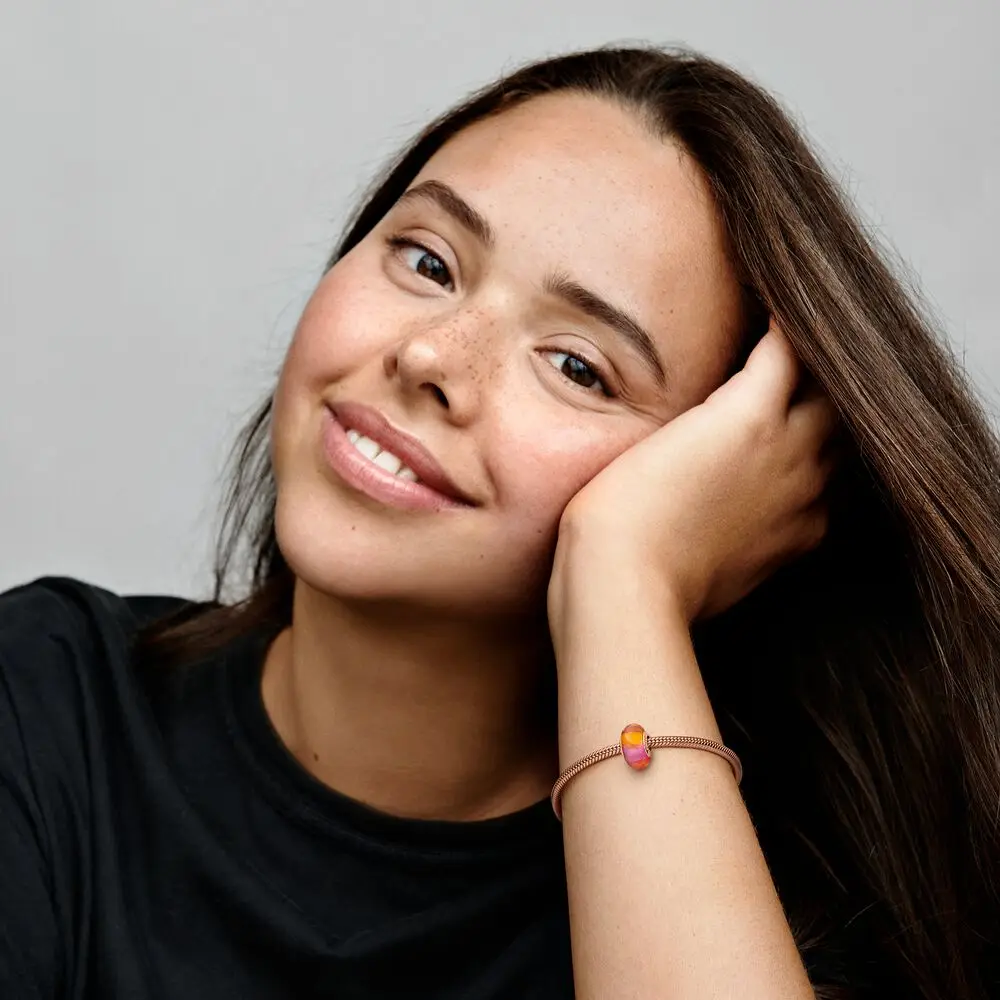 Volayer серебряные бусины 925 пробы сверкающий закат Шарм из муранского стекла