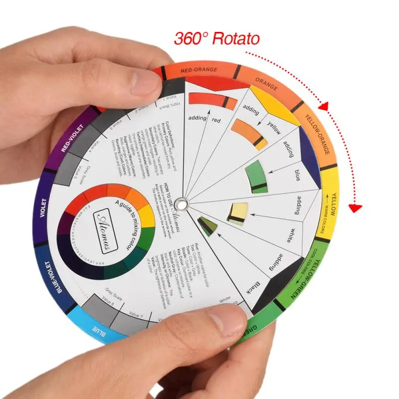

Professional Tattoo Nail Pigment 12 Color Wheel Paper Card Three-tier Design Mix Guide Round The Central Circle Rotates