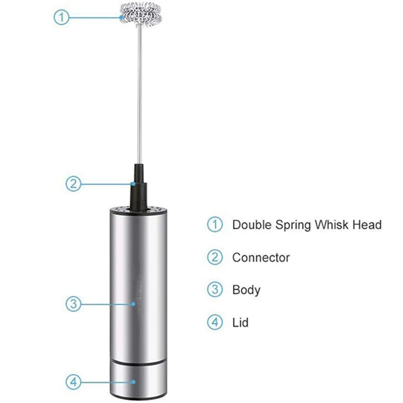 Electric Hand-Held Milk Frother Whisk Stainless Steel Mixing Machine Kitchen Household Operated Foam Maker For Coffee | Бытовая техника