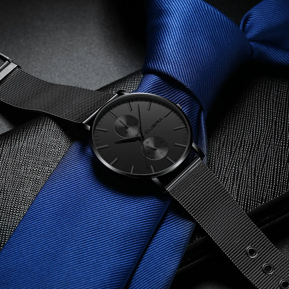 Часы наручные Cuena Мужские кварцевые модные брендовые люксовые с ремешком из