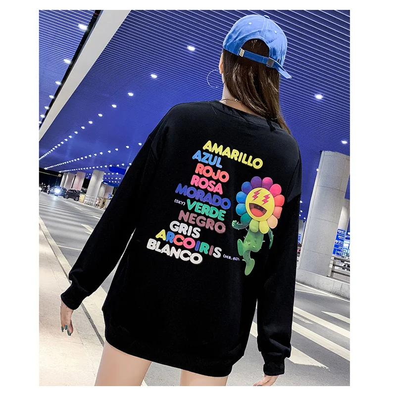 

Художественная Классическая Толстовка в японском стиле с принтом подсолнуха для мужчин и женщин уличная Свободная Толстовка Оверсайз с дл...