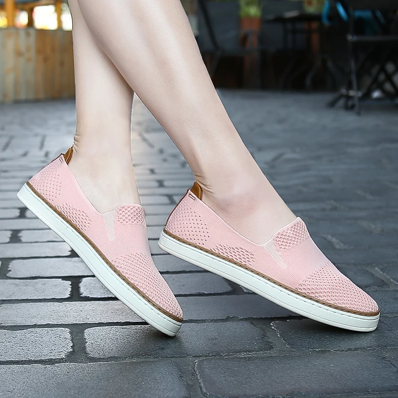 brand shoes women sneakers loafers Slip on knitting casual Shoes breathable ultralight flats shoes New zapatillas shoes 2021