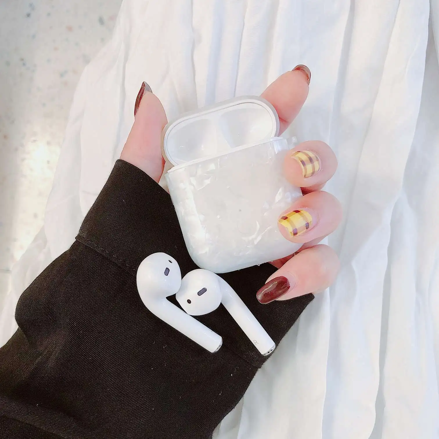 A9 Чехол с раковиной для AirPods, роскошный Леопардовый мраморный силиконовый защитный чехол для Air pods 2, беспроводной чехол для наушников - Цвет: A9