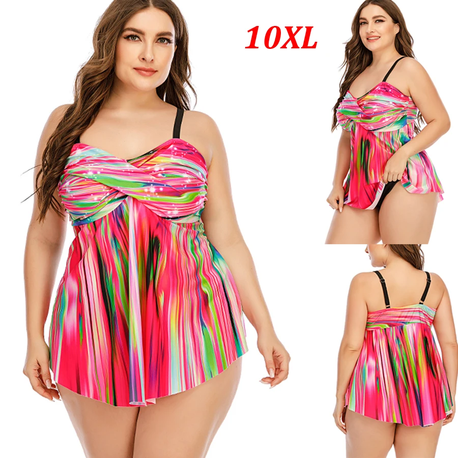 

Женский раздельный купальник-танкини, разные цвета, супер размера плюс 10XL, 2021