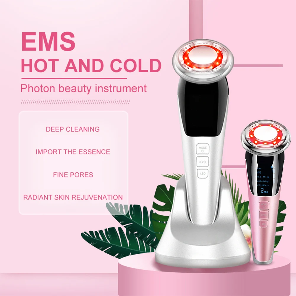 

EMS Facial Massager LED light therapy Sonic Vibration Wrinkle Removal Skin Tightening Hot Cool Treatment Skin Care Beauty Device