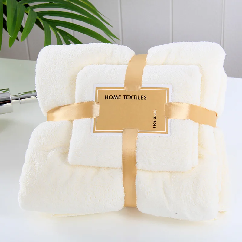 

Bath towel set Coral velvet Thickened towel Bathroom supplies set bath towels for cotton large Water absorption does not fade