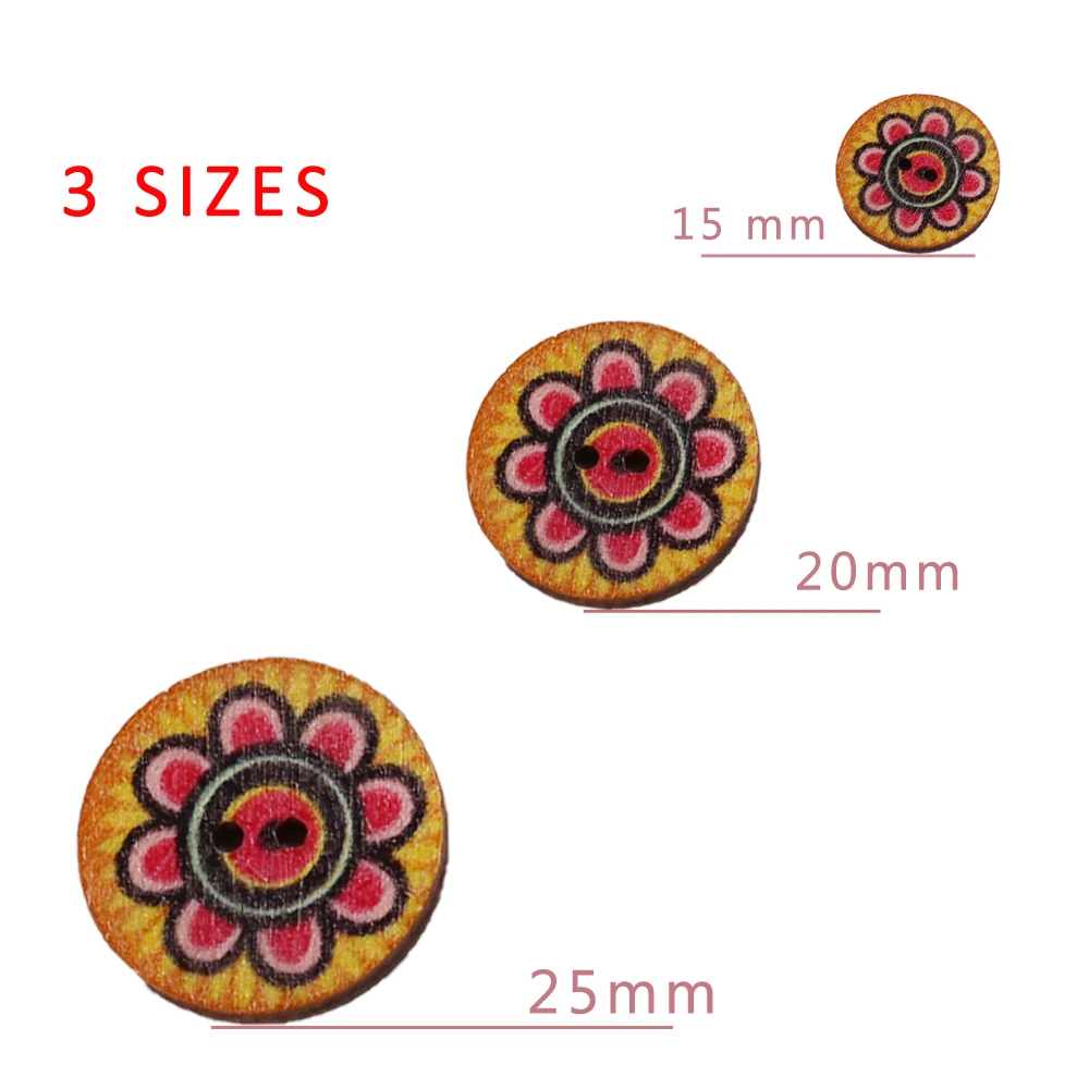 50 шт. деревянные пуговицы ретро серии расписные для одежды скрапбукинга поделки