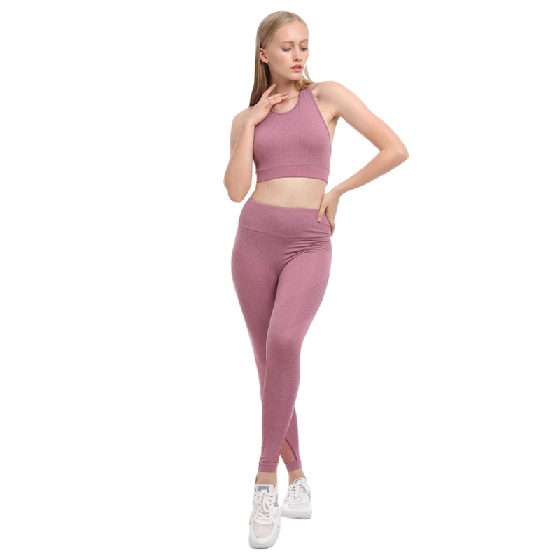 2 Piece Suit Seamless Sport Yoag Set Tights Push-up Sports Bra+Gym Leggings Ports Suits For Women Hollow Out Fitness Sportswear | Спорт и
