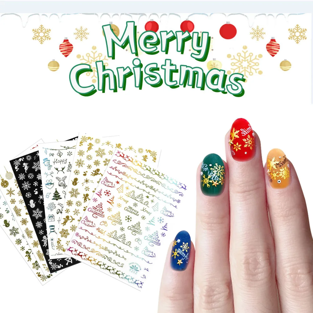 

1Pcs Nail Art Manicure Stickers Transfer Decals Snowflake and Snowman Nail Design Christmas Ongles Decoration Accessories 3D