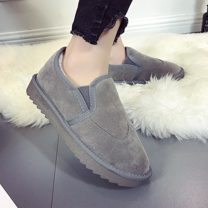 

New 2020 Women Autumn Winter Flats Slip on Casual Cotton Shoes Flat Heel Warm Cozy Female Plus Size Loafers Snow Shoes Anti Skid