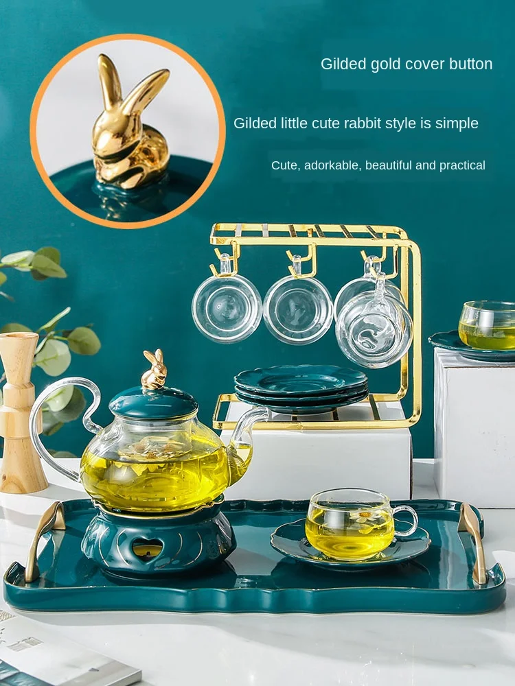 British afternoon tea set household light luxury boiled fruit teapot pottery with filter candle heating | Дом и сад