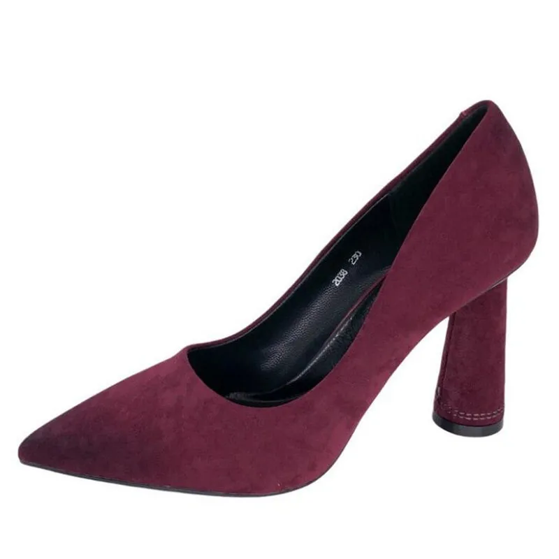 

Korean Version Of All-Match Thick-Heeled Work Shoes Black Female 2021 Fall New Elegant Pointed Suede High-Heeled Shoes Women