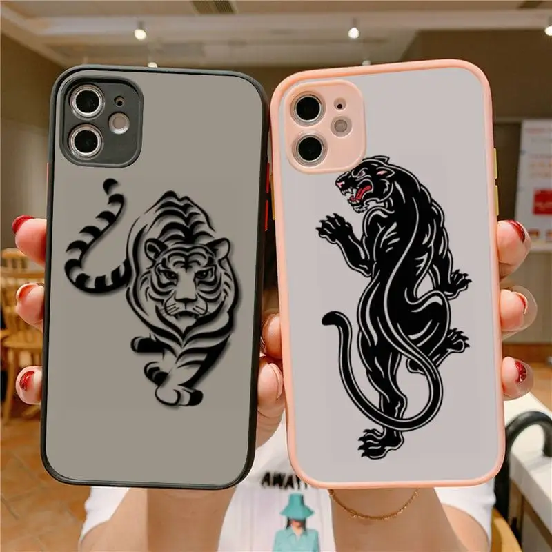 

Tiger Phone Case for iPhone X XR XS 7 8 Plus 11 12 13 pro MAX 13mini Translucent Matte Shockproof Case