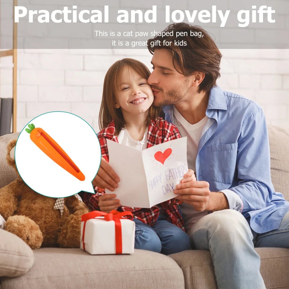 

1Pc Silicone Carrot Pencil Holder Pencil Bag Creative Students Stationery Bag