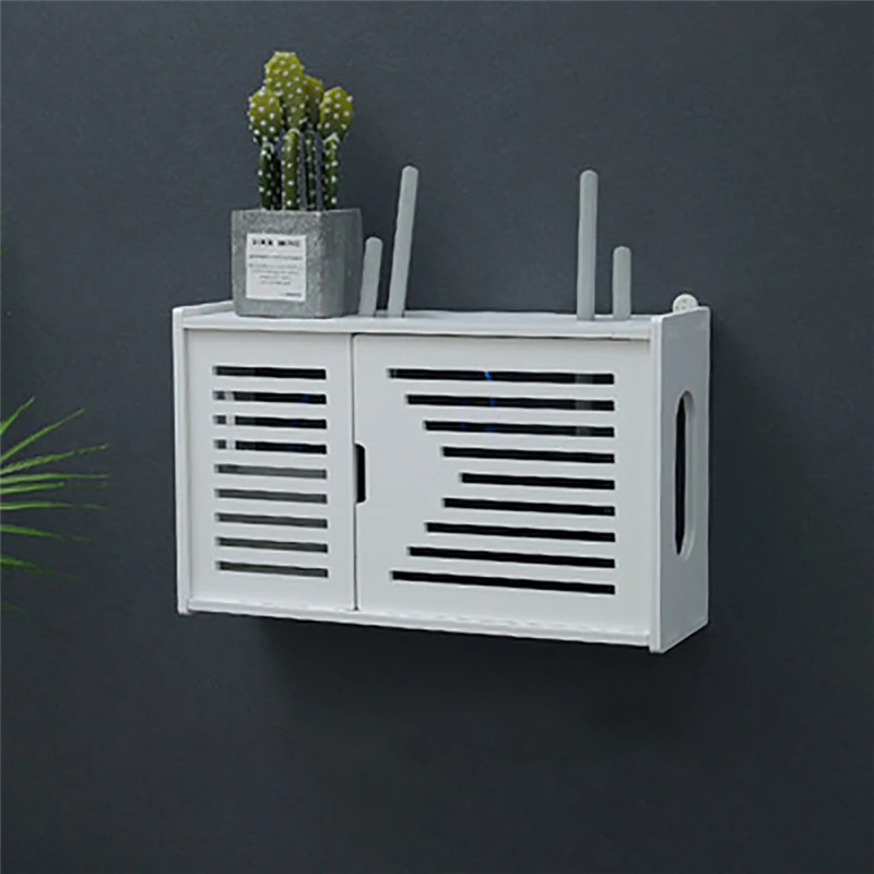 Wireless WIFI Router Storage Box Wall Rack Cable Power Plug Board TV Stands Organizer Shelf Living Room Office Case | Дом и сад