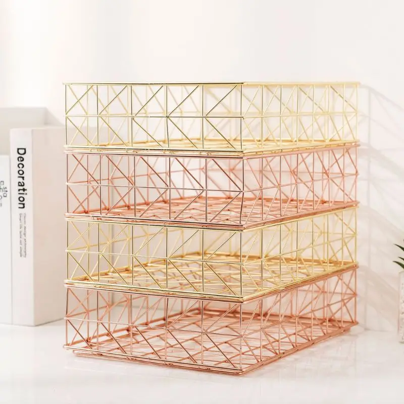 Корзина для хранения газет из кованого железа в скандинавском стиле настольный