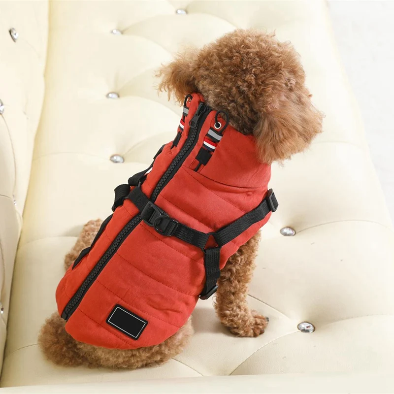 

Warm Winter Dog Cotton Vest With Trappable Chest Strap Pet Clothes Dogs Clothes For Christmas Small Big Dog Coat Chihuahua