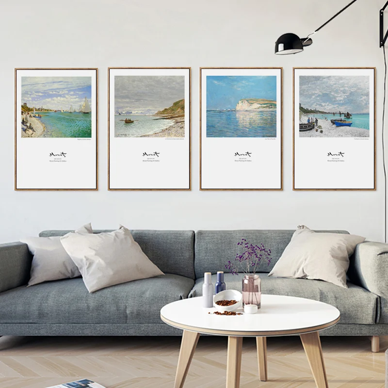 Элегантная поэзия Клод Моне пляжное небо пейзаж известная картина на холсте