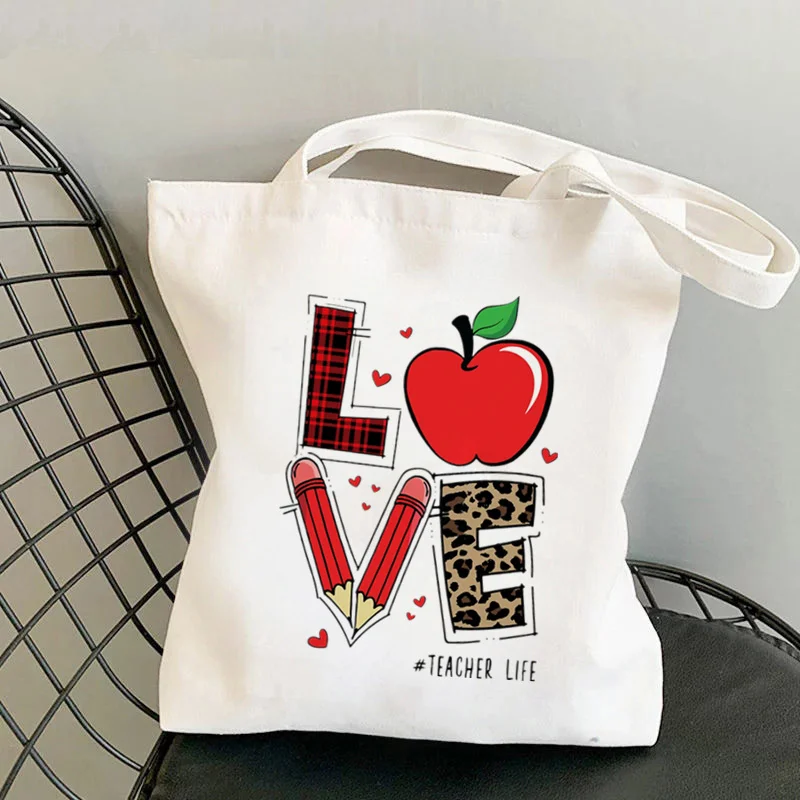 

Shopper supplies Teacher life Printed Tote Bag women Harajuku shopper Funny handbag Shoulder shopping bag Lady gift Canvas Bag