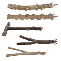 5 pieces bird perch wood stand natural tree stick standing 3 shapes climbing bar paw grinding toys cage accessories