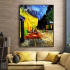 Картина маслом на холсте с изображением Ван Гога, кафе, террасы ночью, плакаты и принты, Настенная картина для гостиной, украшение для дома