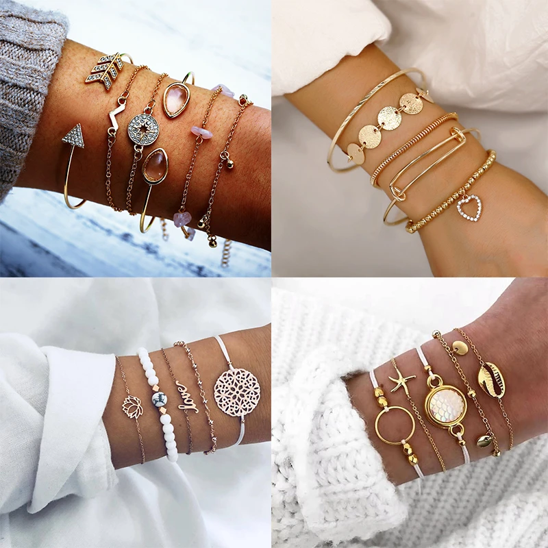 Пляжные жемчужные браслеты с ракушками морской звезды 2020 5 шт./компл. цепочка для